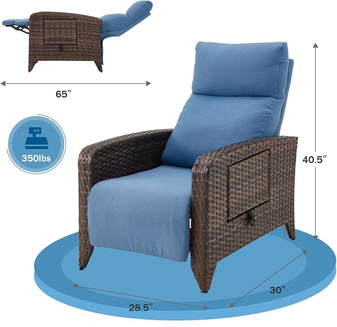 Outdoor Recliner Chairs Set of 2 Reclining Patio Chairs - Image 2