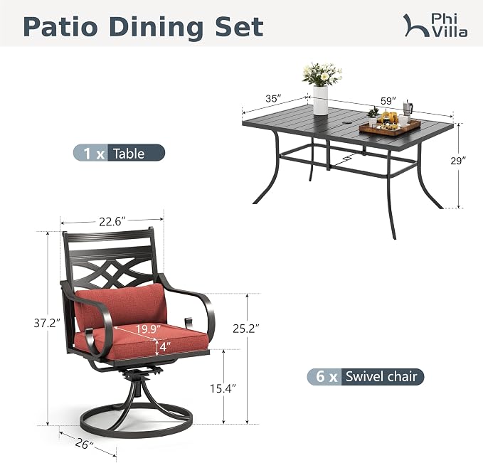PHI VILLA 7 Pieces Outdoor Dining Set - Image 9