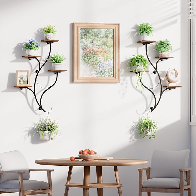 LATIBELL 2 Packs Wall Planters for Indoor Plants 8 Tiered Wall Mount Plant - Image 3