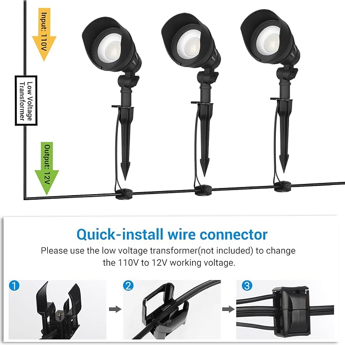 DEWENWILS LED Low Voltage Landscape Lights, 14W 540LM 3000K 12V Aluminum - Image 4