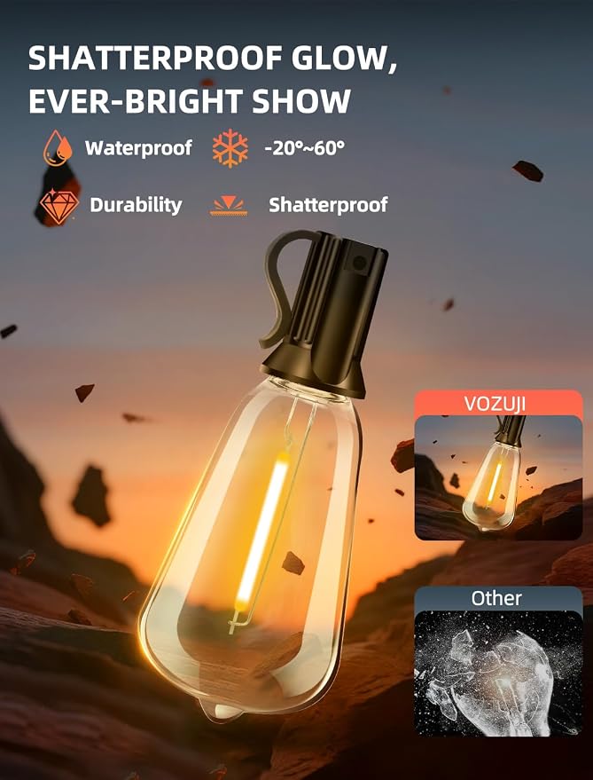 Outdoor Patio String Lights 200ft: ST38 LED Shatterproof Bulbs 3 Modes Button - Image 3
