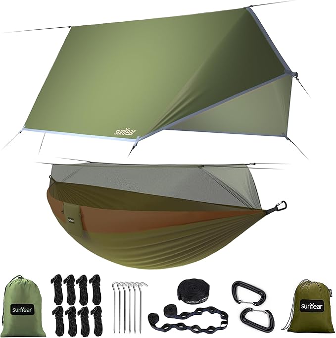 Sunyear Camping Hammock, Portable Single & Double Hammock by SleepSafeSwingFree