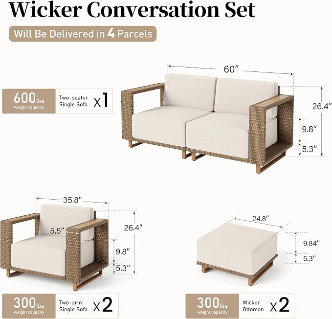 Sectional Outdoor Patio Furniture, Outdoor Rattan Wicker Sectional Sofa - Image 9