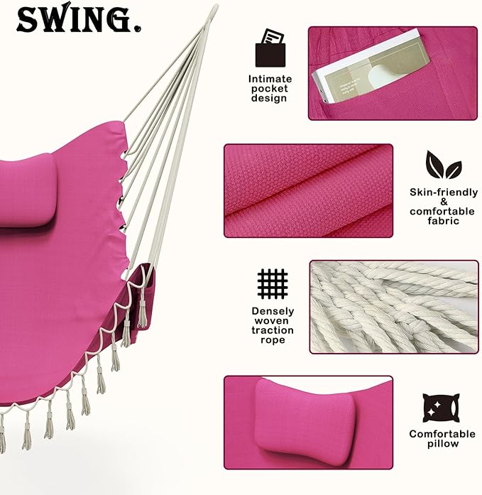 Hammock Chair with Stand, Heavy-Duty Hanging Chair with Stand, - Image 3