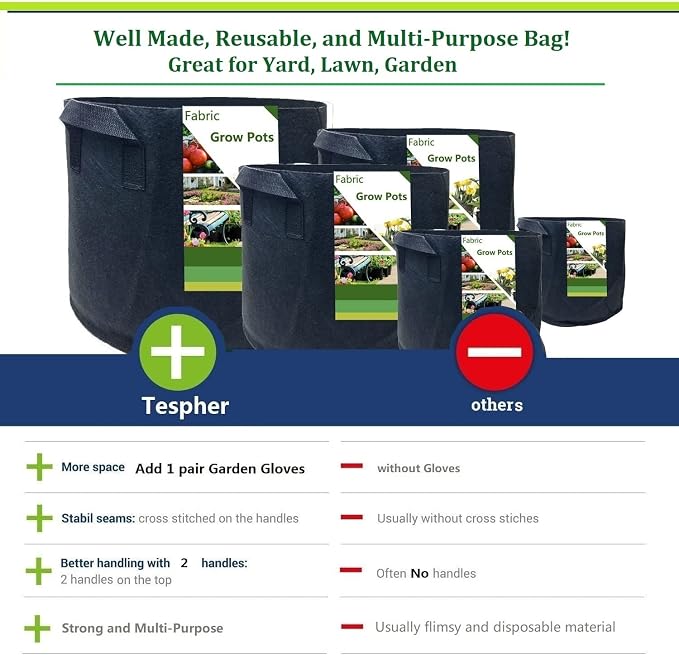 3-Pack 30 Gallon Thickened Plant Grow Bags Large Heavy Duty Garden Bag Fabric - Image 7