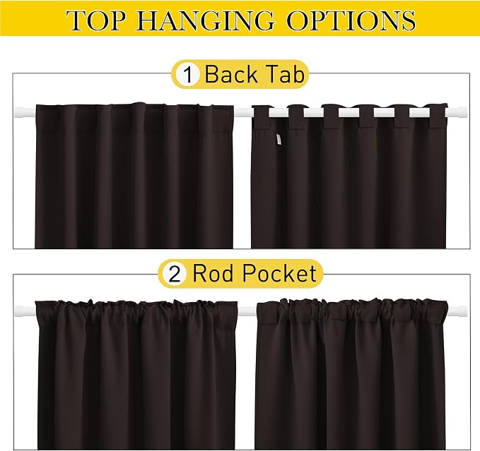 NICETOWN 2 Panels Outdoor Curtains Waterproof Pocket & Back Tab on Top & Bottom - Image 3