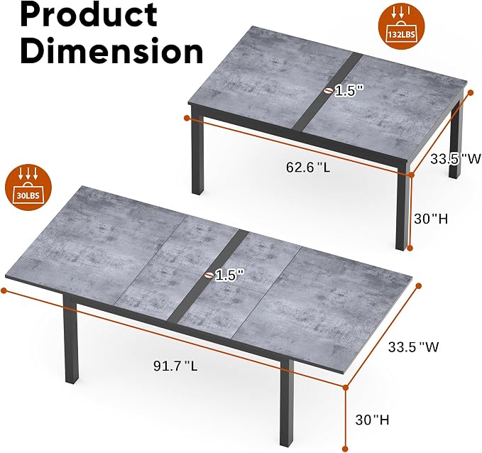 Aluminum Expandable Outdoor Dining Table, 3-Position Extensible Length Patio - Image 5