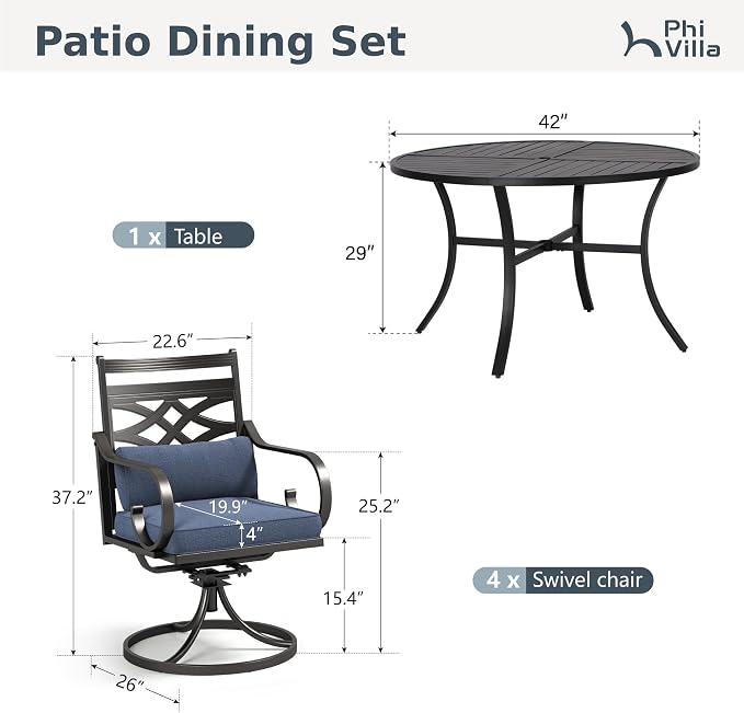 PHI VILLA 5 Pieces Outdoor Dining Set - Image 2