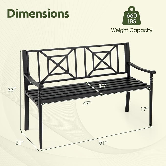 Giantex Metal Outdoor Bench - Image 3