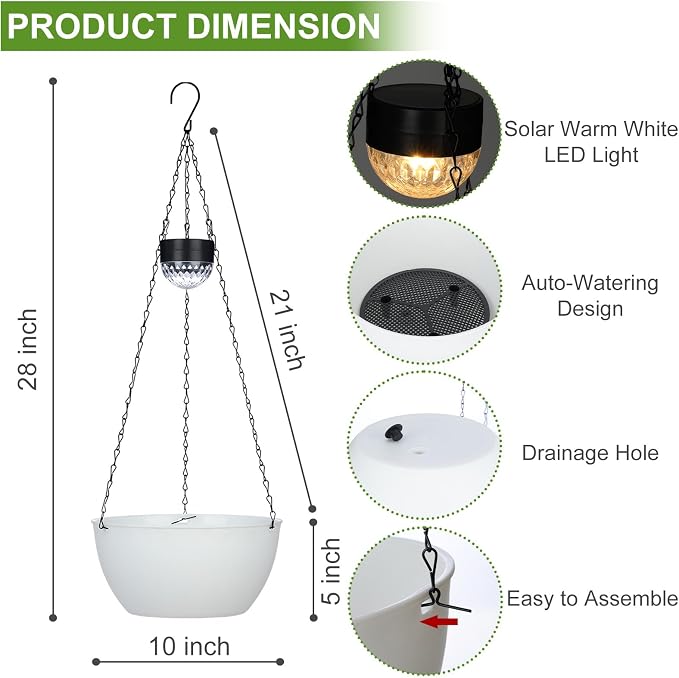 BAYN 2 Packs Solar Hanging Basket Planters - Image 3