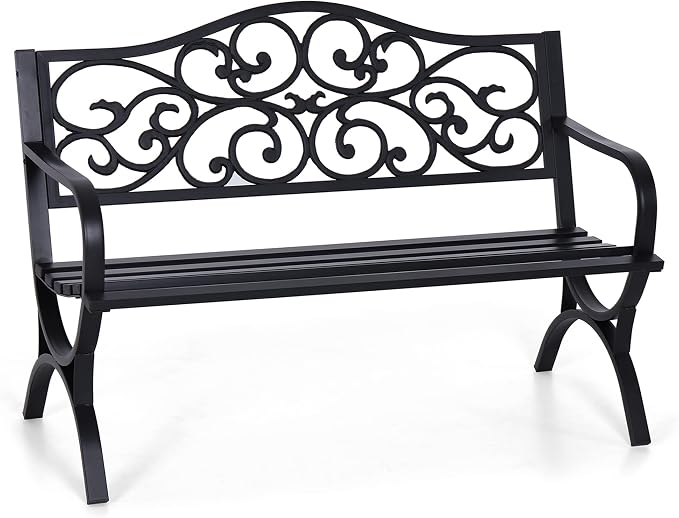Sophia & William 50" Outdoor Garden Bench Patio Park Bench, Cast Iron Metal by SophiaWilliam