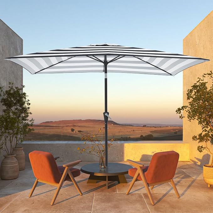 JEAREY 6.5x10 ft Rectangular Patio Umbrellas Rectangle Outdoor Umbrella - Image 2