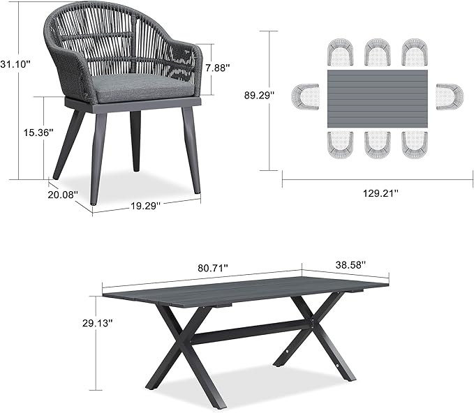 PURPLE LEAF 9 Pieces Patio Dining Set - Image 7