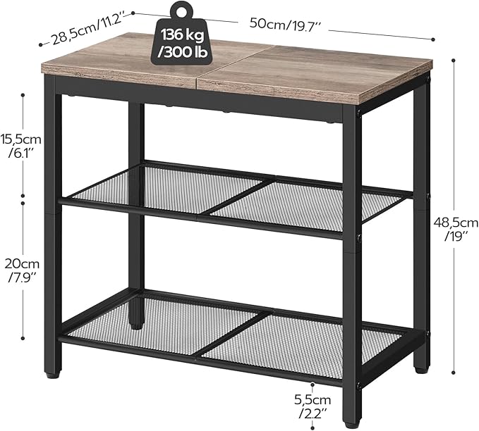 HOOBRO Shoe Bench, 3-Tier Shoe Rack, Industrial Shoe Organizer Storage Bench - Image 3