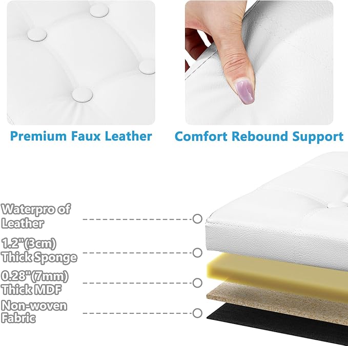 AmasSmile Storage Ottoman Folding Foot Rest Stool - Image 6