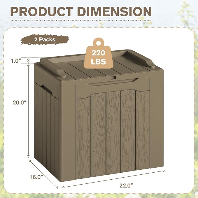 JUMMICO 31 Gallon Resin Deck Box Waterproof Indoor Outdoor Storage Boxes - Image 6
