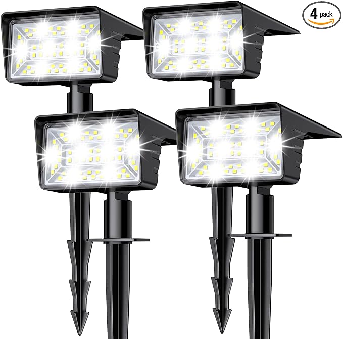 Solar Spot Lights Outdoor with 60 LED & Auto On/Off, 4 Pack Solar Lights by Unknown