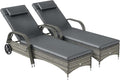 Outsunny Wicker Outdoor Chaise Lounge Set of 2, 5-Level Adjustable Backrest PE by Outsunny