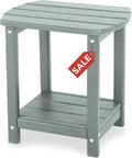Adirondack Square Outdoor Side Table, 2-Tier Storage Patio Side Table, HDPE End by GARDENSTAR