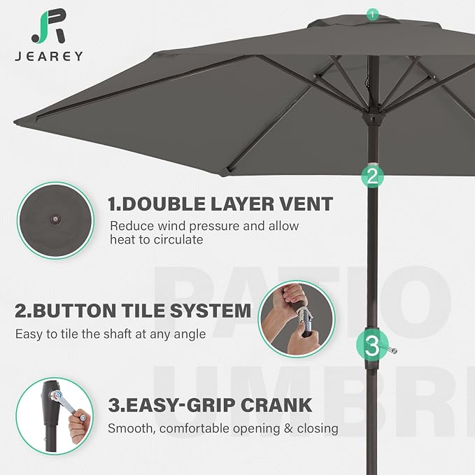 JEAREY 7.5FT Patio Umbrella Market Table Umbrella - Image 5