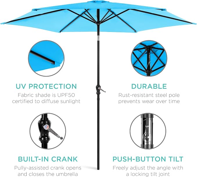 Best Choice Products 10ft Outdoor Table Compatible Steel Polyester Market Patio - Image 5