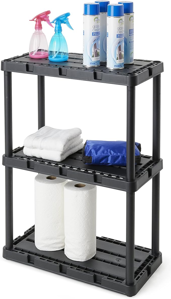 Gracious Living 4 Pack Light Duty Storage Shelves, Knect-A-Shelf 3-Shelf - Image 6