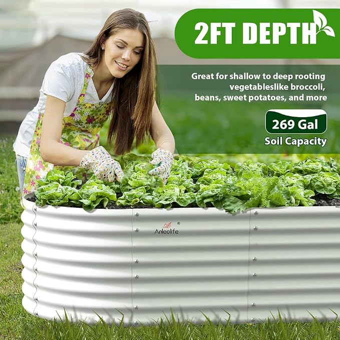 A ANLEOLIFE 6X3X2 ft Galvanized Raised Garden Beds Outdoor, Oval Large Metal - Image 8