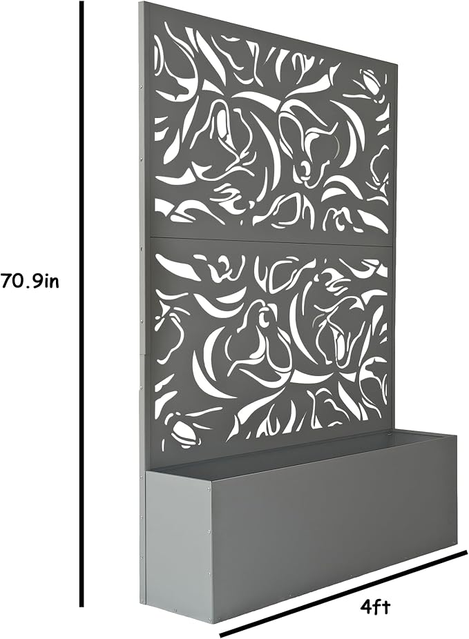 Oakland Living 6 ft. X 4 ft. Grey Freestanding Metal Privacy Screen Room Divider - Image 2
