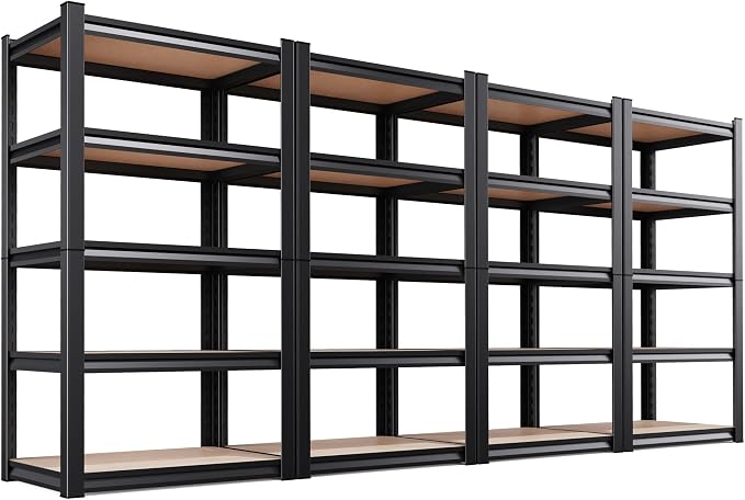 Set of 4 71"H Garage Shelving-5 Tier Garage Storage Shelves, Adjustable Heavy by Unknown