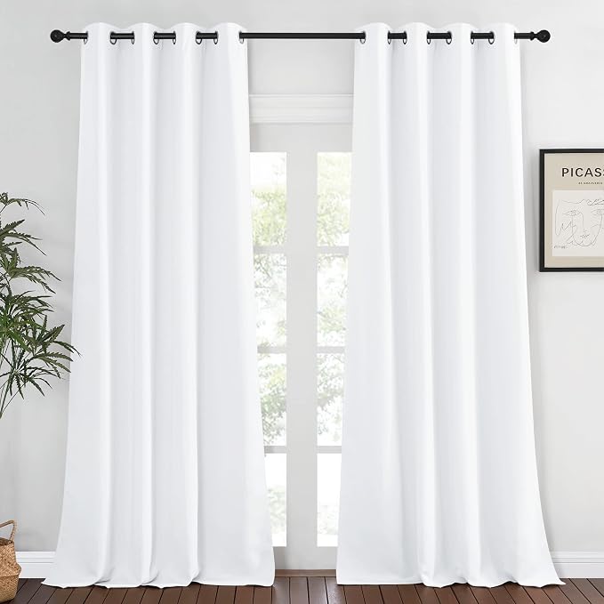 NICETOWN White Room Darkening Curtain 120 inches Long by NICETOWN