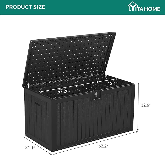 YITAHOME XXL 230 Gallon Large Deck Box, Outdoor Storage - Image 9