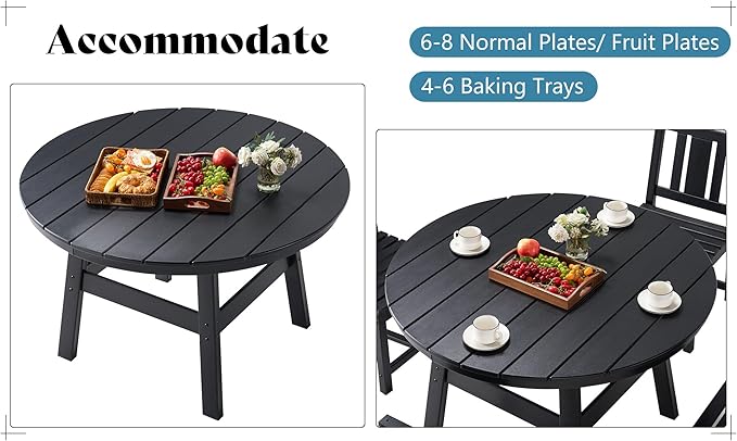 AMERLIFE 5 Piece HDPE Outdoor Dining Table & Chairs Set, All-Weather Patio - Image 8