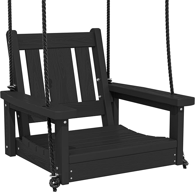 SERWALL HDPE Single Porch Swing, Heavy Duty Single Person Swing Chair by SERWALL