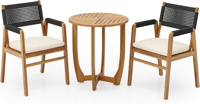 Christopher Knight Home Zed 3 Pieces Outdoor Dining Set, Acacia Wood Dining - Image 4
