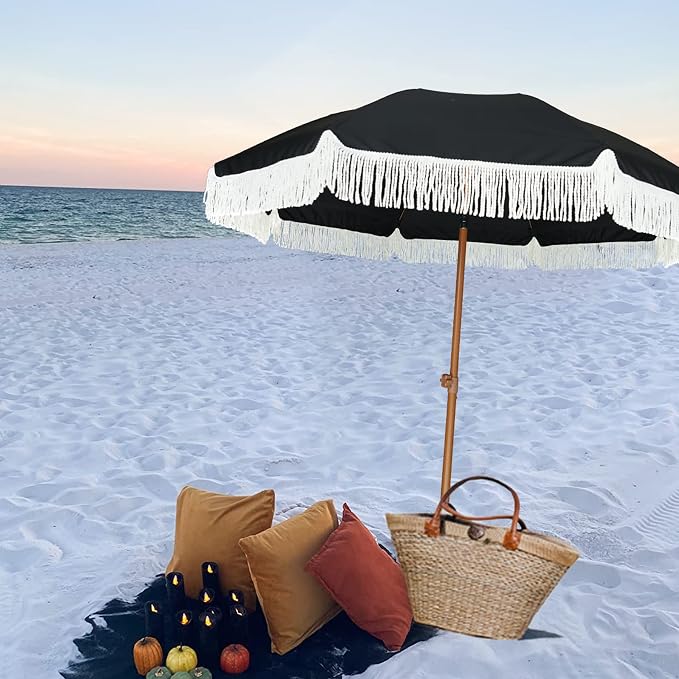 AMMSUN 7ft Patio Umbrella with Fringe Outdoor Tassel Umbrella UPF50+ Premium - Image 7
