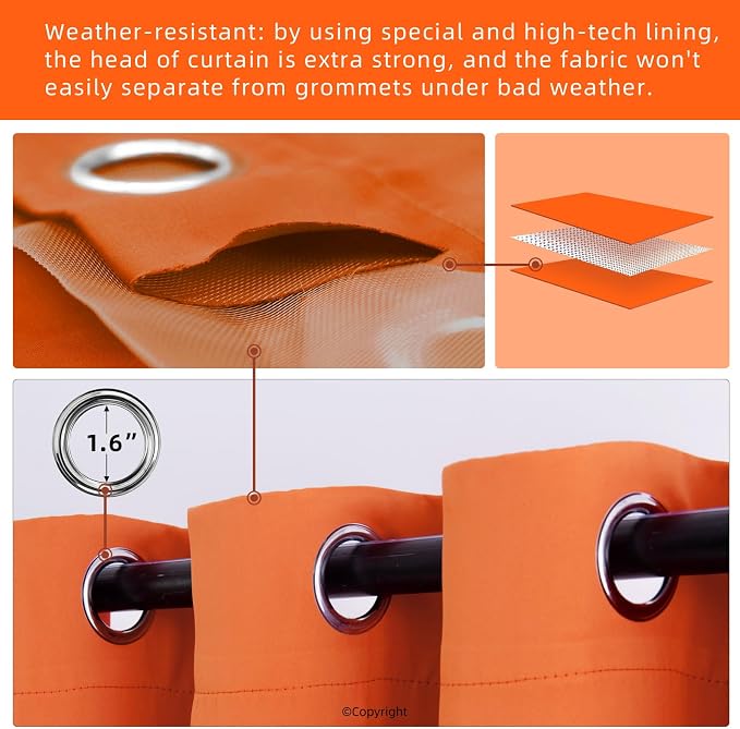 Waterproof Outdoor Curtain W52 x L63 - Image 3