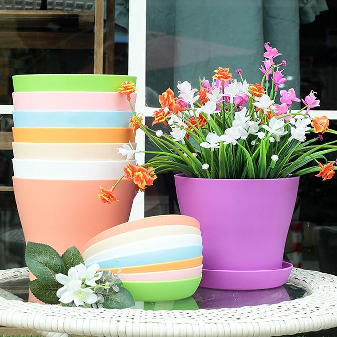 Tergy 20 Pack 7 Inch Plant Pots Bulk Small Plastic Planters Pots - Image 4