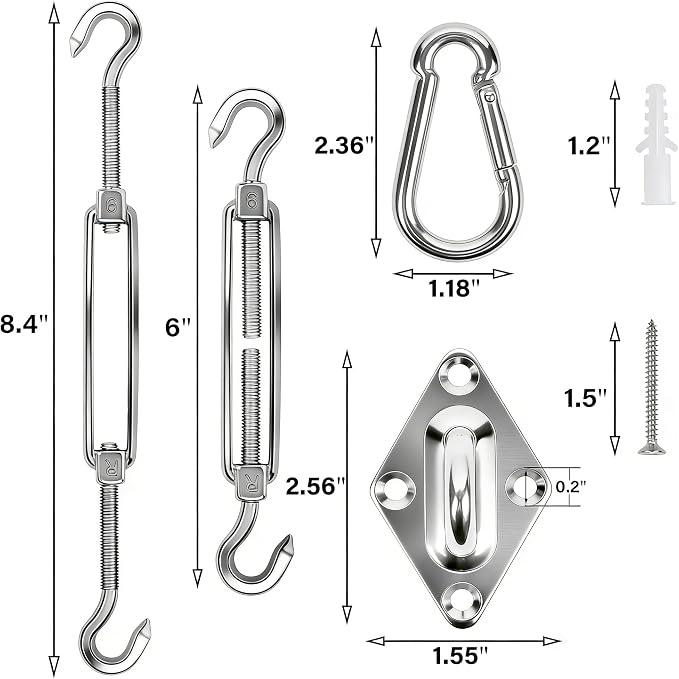 yofit 44 Pcs Shade Sail Hardware Kit, 6 Inch Outdoor Sun Sail Accessories - Image 3