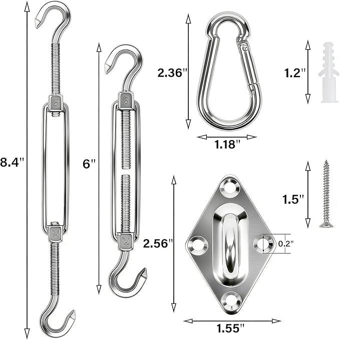 YOFIT 40 Pcs Shade Sail Hardware Kit, 6 Inch Outdoor Sun Sail Accessories - Image 2
