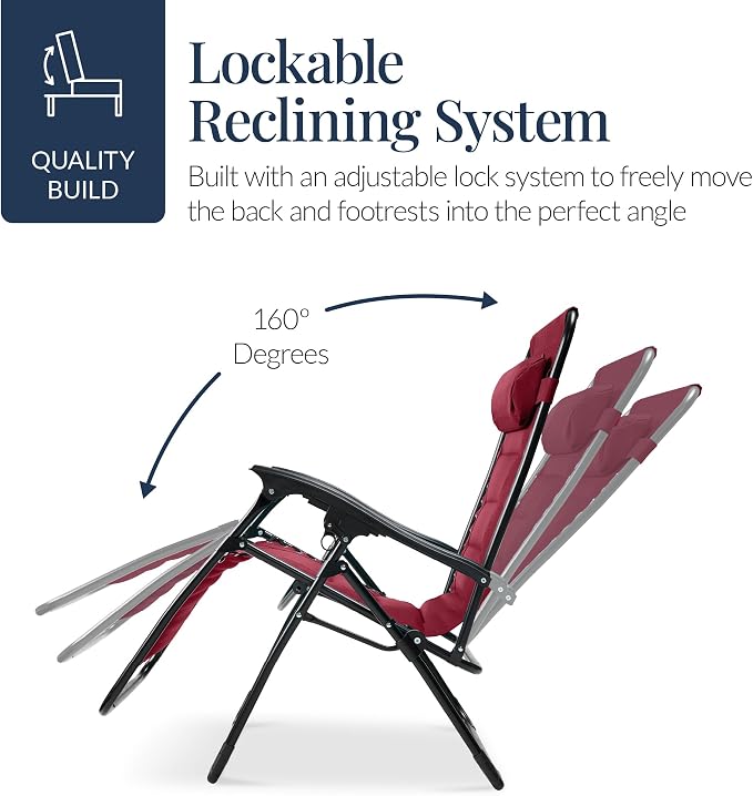Best Choice Products Oversized Padded Zero Gravity Chair, Folding Outdoor Patio - Image 7