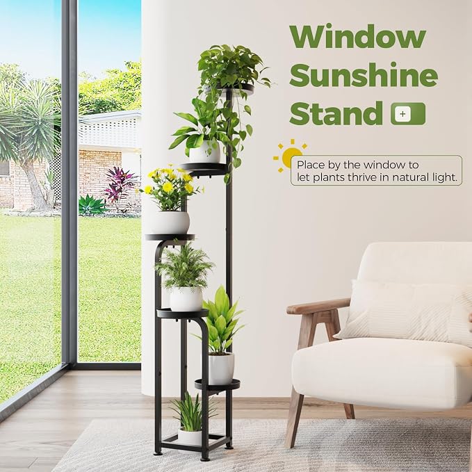 Bamworld Tall Plant Stand Indoor Outdoor, Corner Metal Flower Pot Stands - Image 5