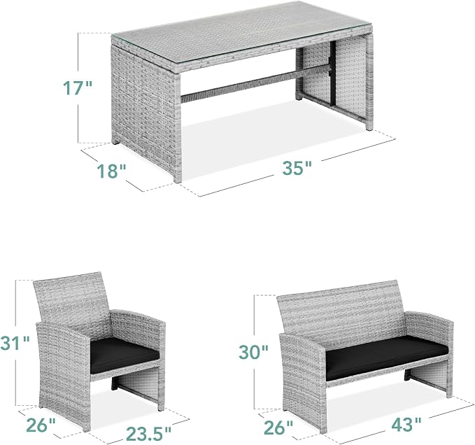 Best Choice Products 4-Piece Outdoor Wicker Patio Conversation Furniture Set - Image 7