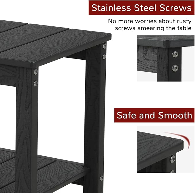 Stoog Outdoor Side Table with 2 Layer Storage, All-Weather Rectangular End Table - Image 6