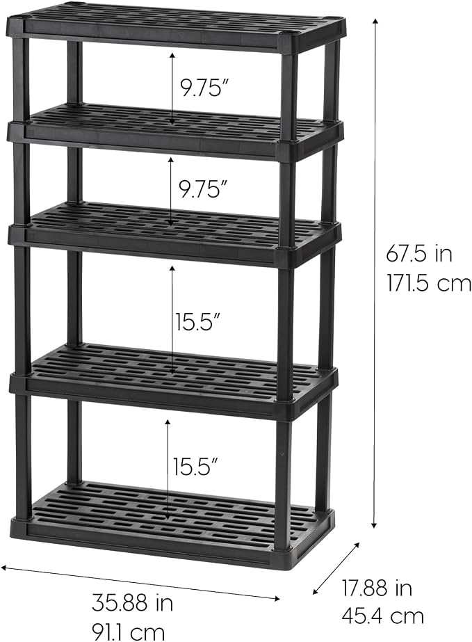 IRIS USA 5-Shelf Heavy Duty Plastic Storage Shelves, 750lb Capacity, Large - Image 3