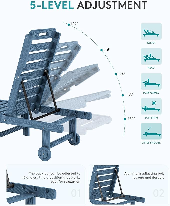 SERWALL Outdoor Chaise Lounge Set of 2 - Image 3