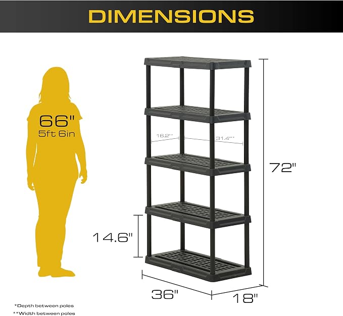 CENTREX CX 5-Tier Heavy Duty Plastic Storage Shelves that Support up to - Image 2