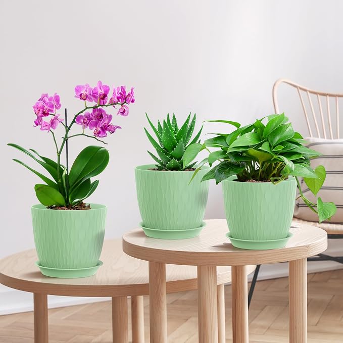 7 inch Flower Pots, 5 Pack Plant Pots - Image 6