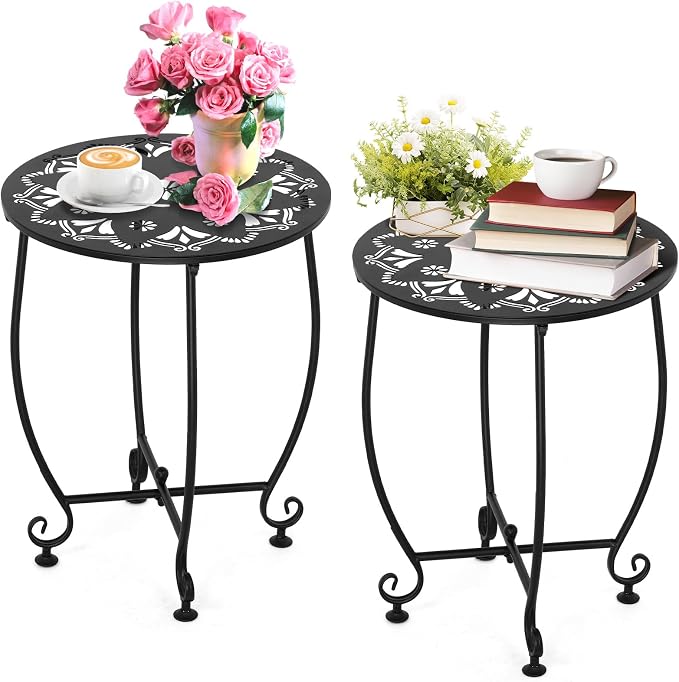 2 Pack 14Inch Outdoor Side Tables by DARCKLE