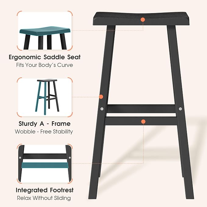 NUNU LAB HDPE Weatherproof Bar Stools Set of 2-29 Inch Bar Height Stools - Image 6