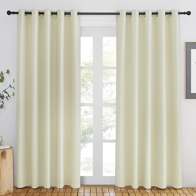 NICETOWN Room Darkening Beige Curtain 84 inch Length - Image 2